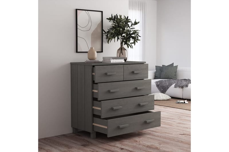 Skjenk lysegrå 79x40x80 cm heltre furu - Grå - Oppbevaring - Oppbevaringsmøbler - Sideboard & skjenker