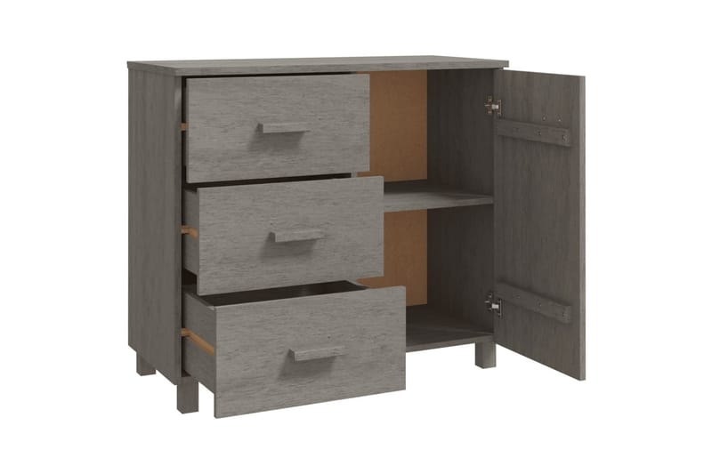 Skjenk lysegrå 90x40x80 cm heltre furu - Grå - Oppbevaring - Oppbevaringsmøbler - Sideboard & skjenker