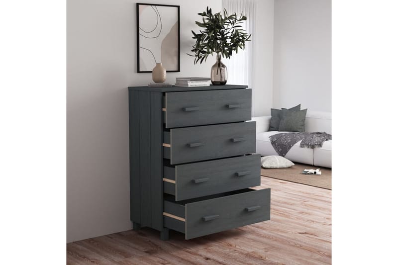 Skjenk mørkegrå 79x40x103,5 cm heltre furu - Grå - Oppbevaring - Oppbevaringsmøbler - Sideboard & skjenker