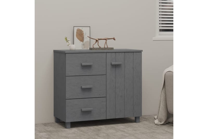 Skjenk mørkegrå 90x40x80 cm heltre furu - Grå - Oppbevaring - Oppbevaringsmøbler - Sideboard & skjenker