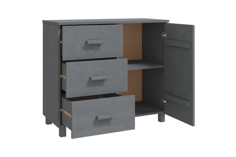 Skjenk mørkegrå 90x40x80 cm heltre furu - Grå - Oppbevaring - Oppbevaringsmøbler - Sideboard & skjenker