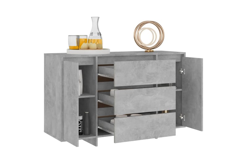 Skjenk med 3 skuffer betonggrå 120x41x75 cm sponplate - Grå - Oppbevaring - Oppbevaringsmøbler - Sideboard & skjenker