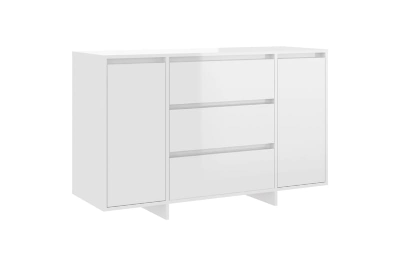 Skjenk med 3 skuffer høyglans hvit 120x41x75 cm sponplate - Hvit - Sideboard & skjenker