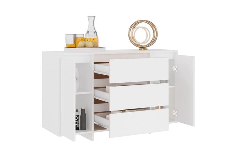 Skjenk med 3 skuffer hvit 120x41x75 cm sponplate - Hvit - Oppbevaring - Oppbevaringsmøbler - Sideboard & skjenker