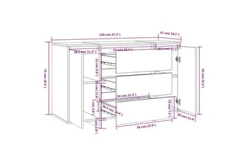Skjenk med 3 skuffer sonoma eik 120x41x75 cm sponplate - Brun - Oppbevaring - Oppbevaringsmøbler - Sideboard & skjenker