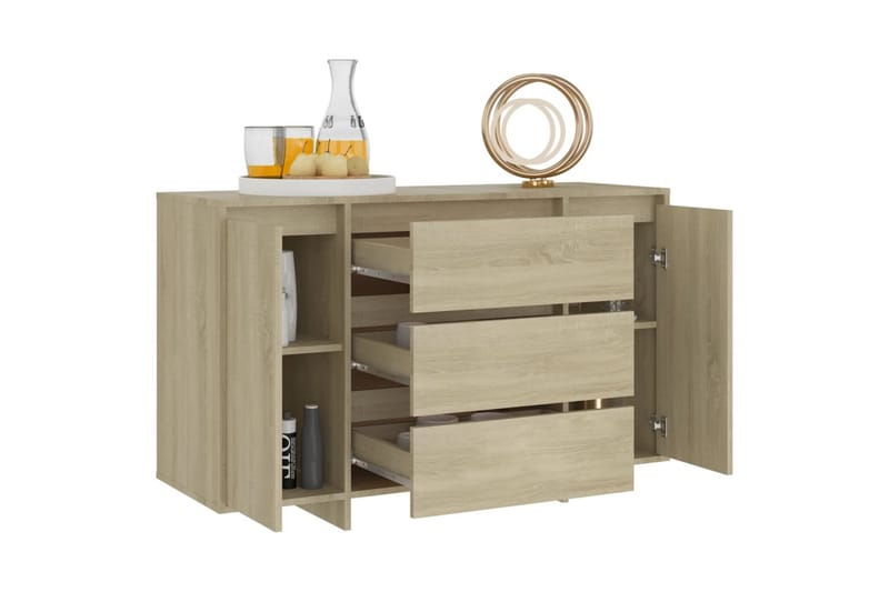 Skjenk med 3 skuffer sonoma eik 120x41x75 cm sponplate - Brun - Oppbevaring - Oppbevaringsmøbler - Sideboard & skjenker