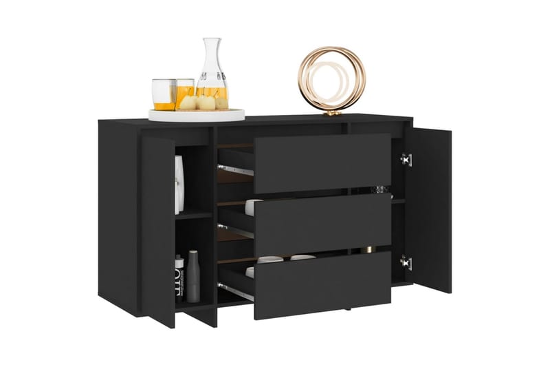 Skjenk med 3 skuffer svart 120x41x75 cm sponplate - Svart - Oppbevaring - Oppbevaringsmøbler - Sideboard & skjenker