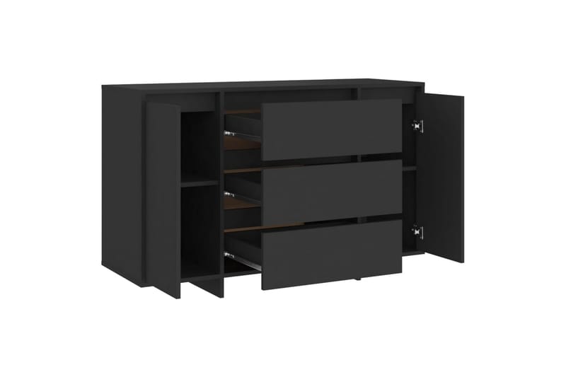 Skjenk med 3 skuffer svart 120x41x75 cm sponplate - Svart - Oppbevaring - Oppbevaringsmøbler - Sideboard & skjenker