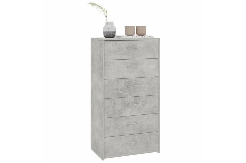 Skjenk med 6 skuffer betonggrå 50x34x96 cm sponplate - Sideboard & skjenker