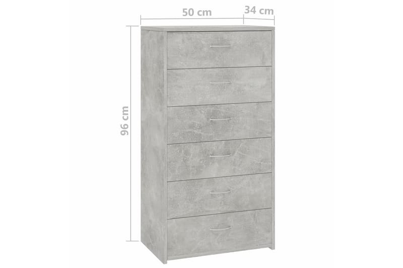 Skjenk med 6 skuffer betonggrå 50x34x96 cm sponplate - Oppbevaring - Oppbevaringsmøbler - Sideboard & skjenker