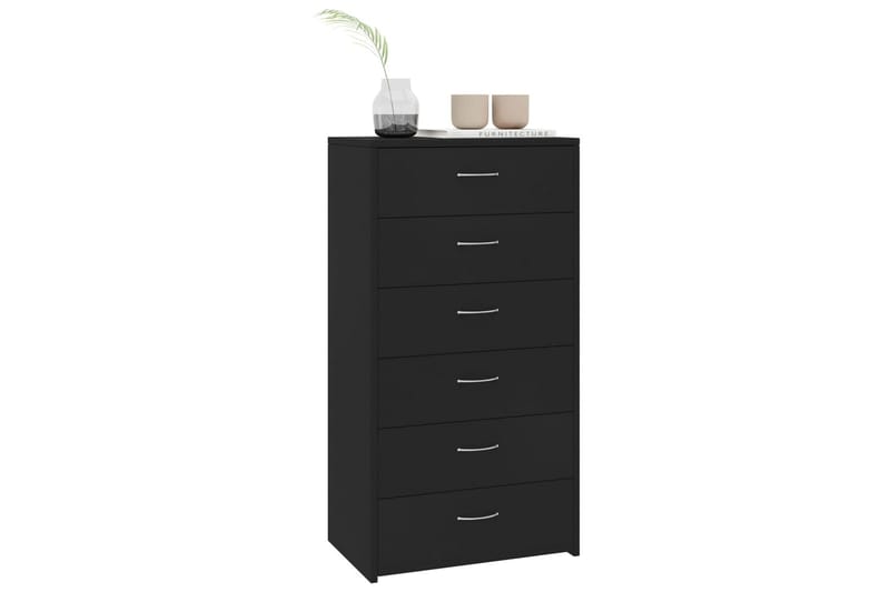Skjenk med 6 skuffer svart 50x34x96 cm sponplate - Oppbevaring - Oppbevaringsmøbler - Sideboard & skjenker