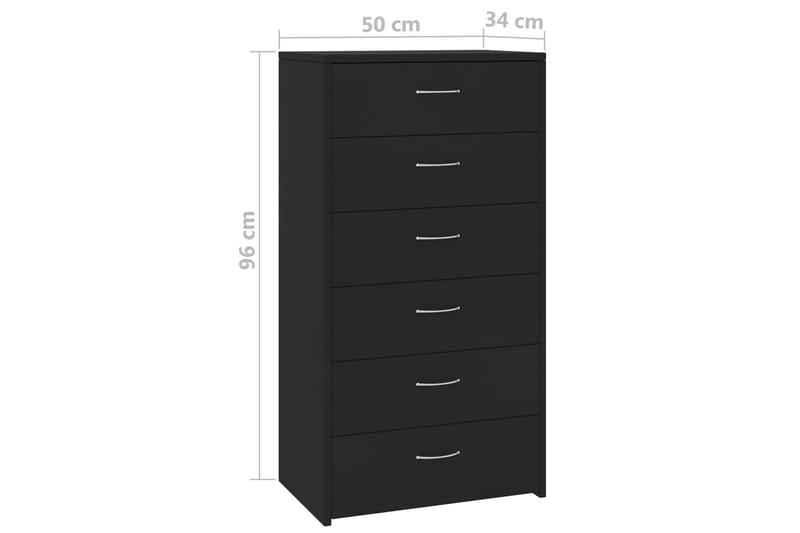 Skjenk med 6 skuffer svart 50x34x96 cm sponplate - Oppbevaring - Oppbevaringsmøbler - Sideboard & skjenker