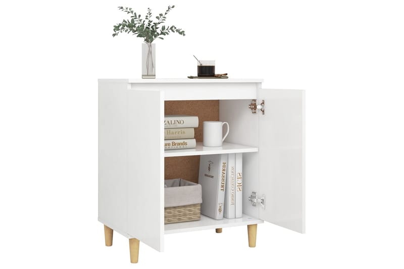 Skjenk med ben i heltre hvit 60x35x70 cm sponplate - Hvit - Oppbevaring - Oppbevaringsmøbler - Sideboard & skjenker