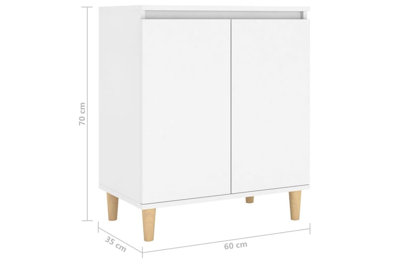 Skjenk med ben i heltre hvit 60x35x70 cm sponplate - Hvit - Oppbevaring - Oppbevaringsmøbler - Sideboard & skjenker