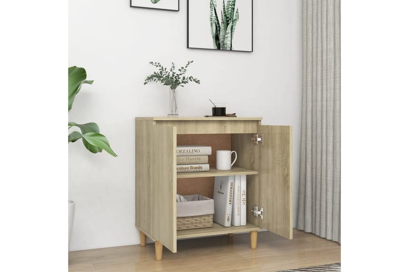 Skjenk med ben i heltre sonoma eik 60x35x70 cm sponplate - Brun - Sideboard & skjenker