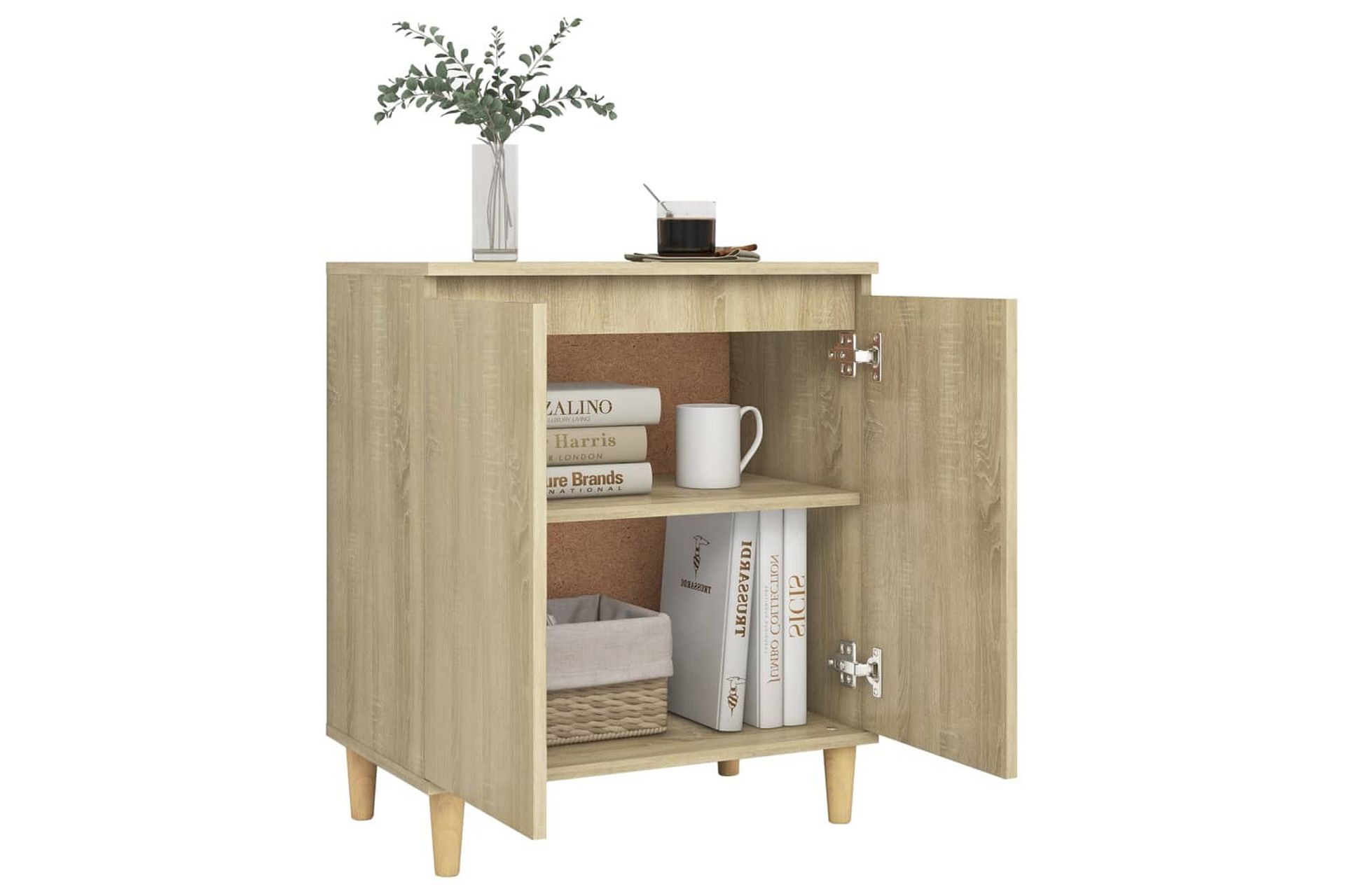 Skjenk med ben i heltre sonoma eik 60x35x70 cm sponplate - Brun - Oppbevaring - Oppbevaringsmøbler - Sideboard & skjenker