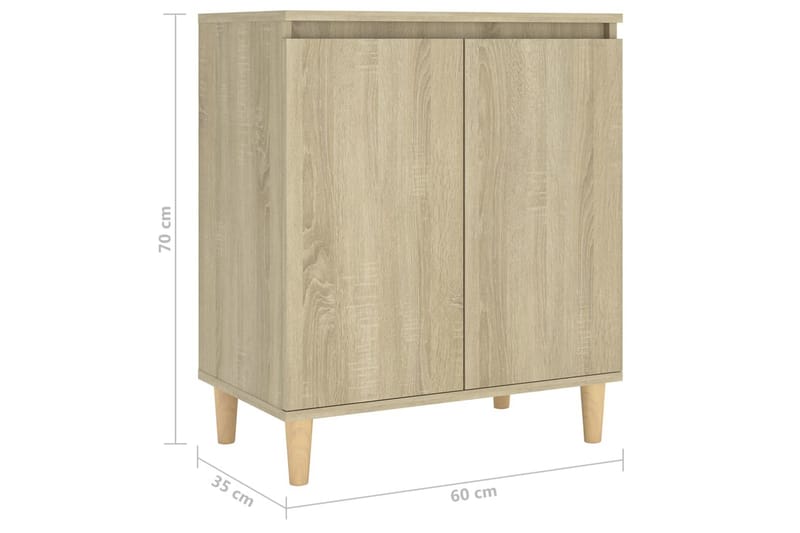 Skjenk med ben i heltre sonoma eik 60x35x70 cm sponplate - Brun - Sideboard & skjenker