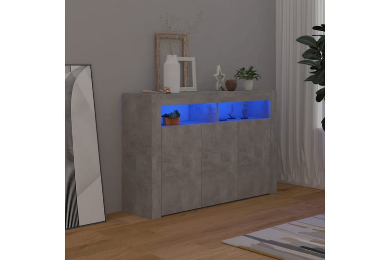 Skjenk med LED-lys betonggrå 115,5x30x75 cm - Grå - Sideboard & skjenker