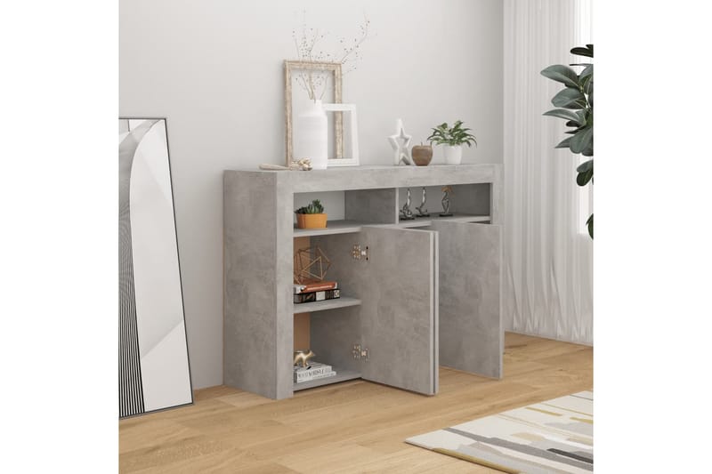 Skjenk med LED-lys betonggrå 115,5x30x75 cm - Grå - Sideboard & skjenker