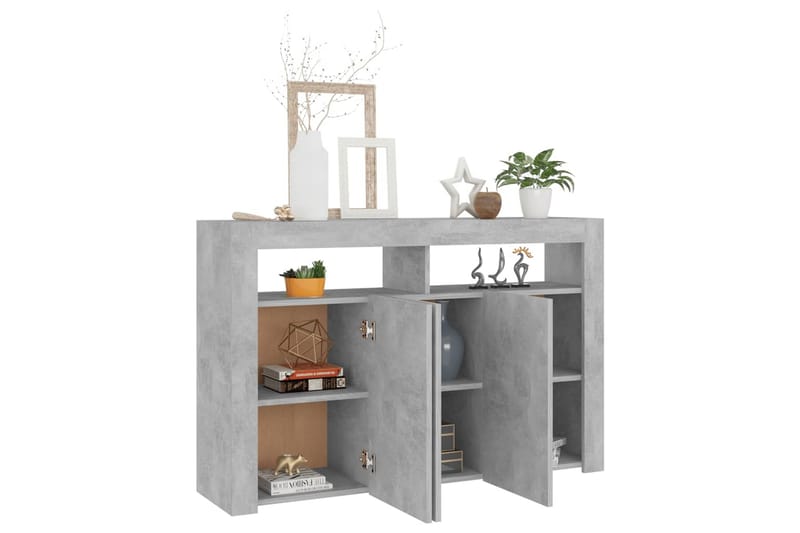 Skjenk med LED-lys betonggrå 115,5x30x75 cm - Grå - Oppbevaring - Oppbevaringsmøbler - Sideboard & skjenker