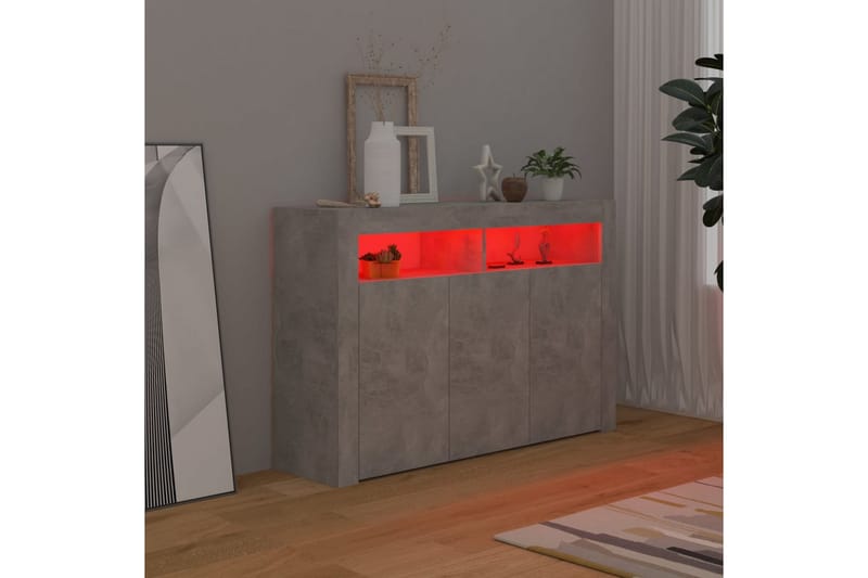 Skjenk med LED-lys betonggrå 115,5x30x75 cm - Grå - Sideboard & skjenker