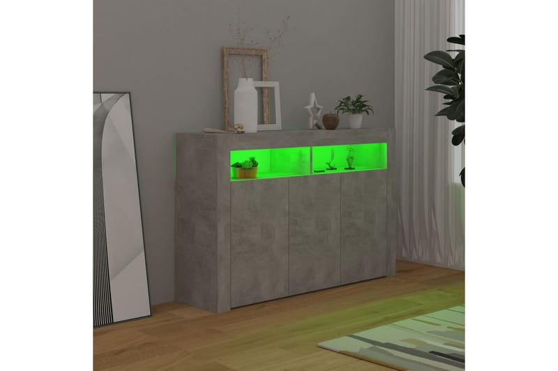 Skjenk med LED-lys betonggrå 115,5x30x75 cm - Grå - Oppbevaring - Oppbevaringsmøbler - Sideboard & skjenker