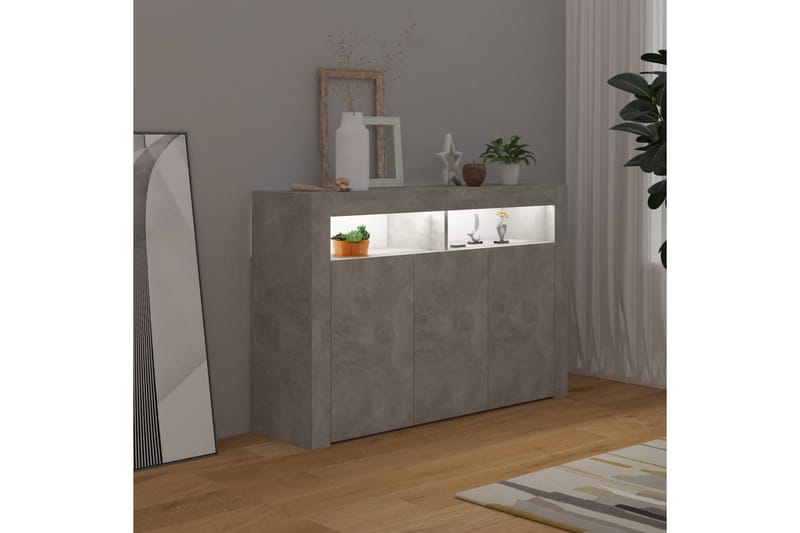 Skjenk med LED-lys betonggrå 115,5x30x75 cm - Grå - Sideboard & skjenker