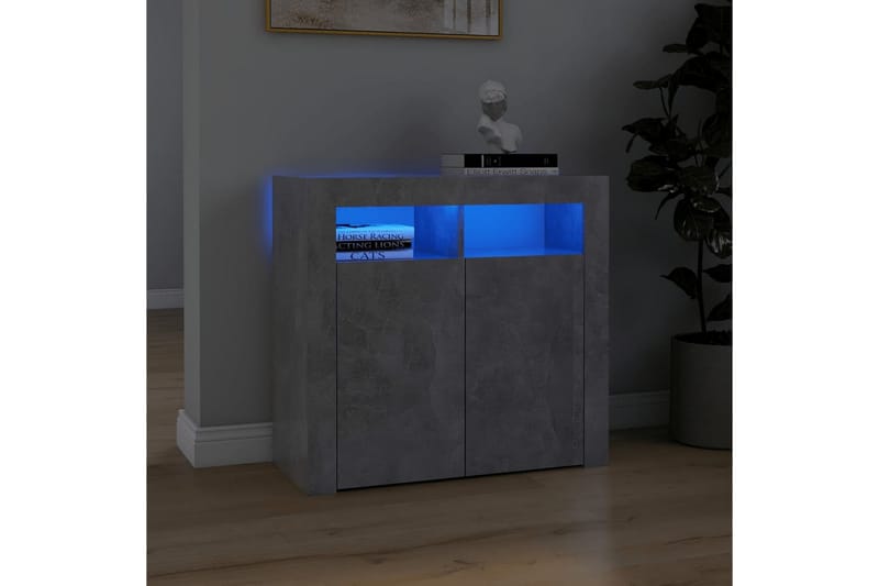 Skjenk med LED-lys betonggrå 80x35x75 cm - Grå - Oppbevaring - Oppbevaringsmøbler - Sideboard & skjenker