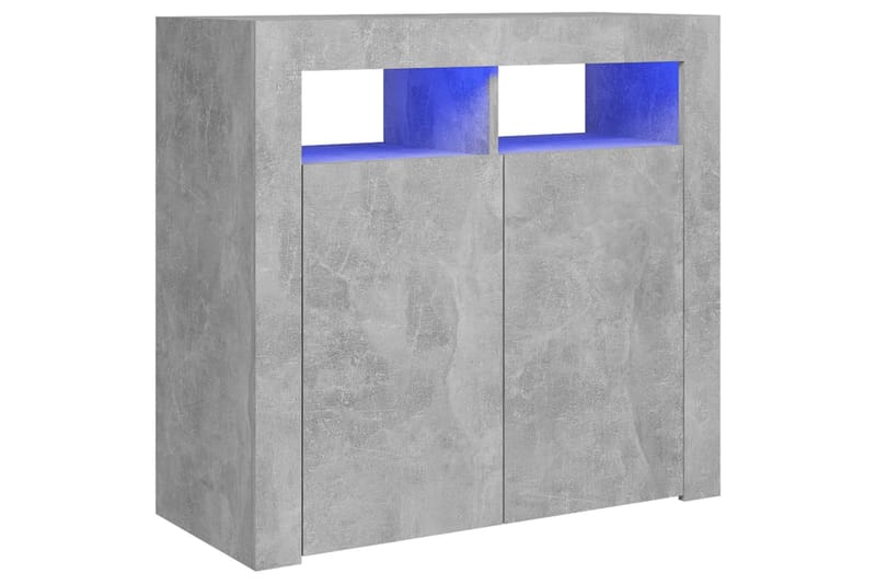 Skjenk med LED-lys betonggrå 80x35x75 cm - Grå - Oppbevaring - Oppbevaringsmøbler - Sideboard & skjenker