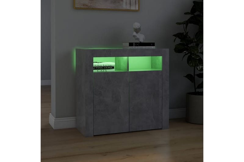 Skjenk med LED-lys betonggrå 80x35x75 cm - Grå - Sideboard & skjenker