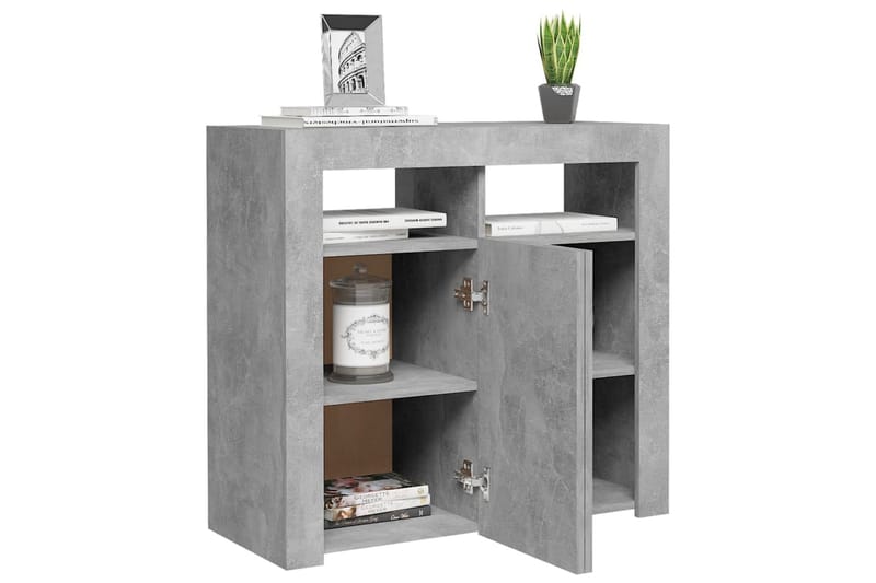 Skjenk med LED-lys betonggrå 80x35x75 cm - Grå - Oppbevaring - Oppbevaringsmøbler - Sideboard & skjenker