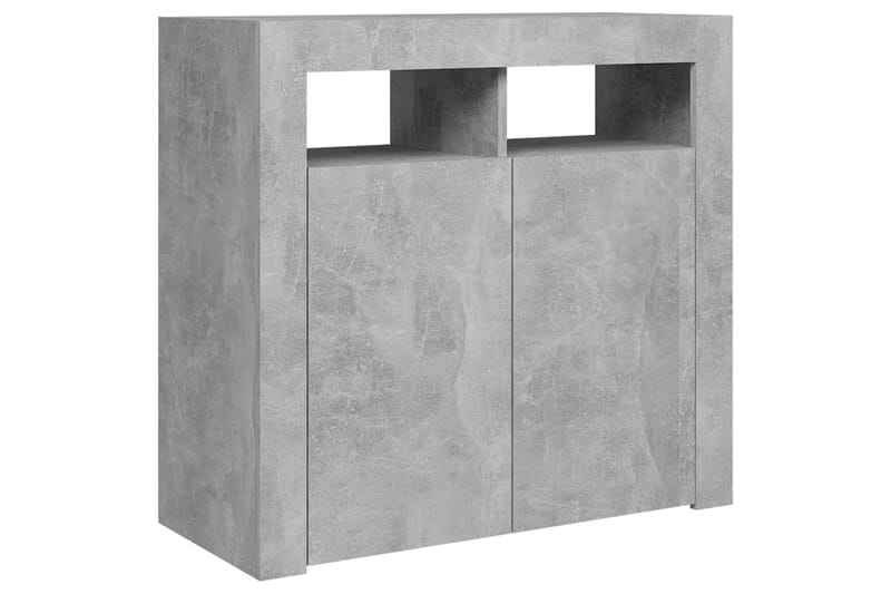 Skjenk med LED-lys betonggrå 80x35x75 cm - Grå - Oppbevaring - Oppbevaringsmøbler - Sideboard & skjenker