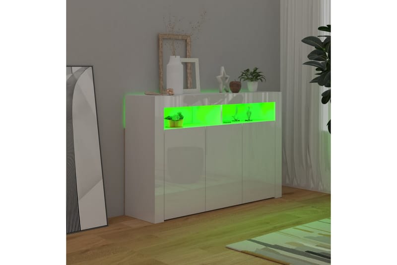 Skjenk med LED-lys høyglans hvit 115,5x30x75 cm - Hvit - Sideboard & skjenker