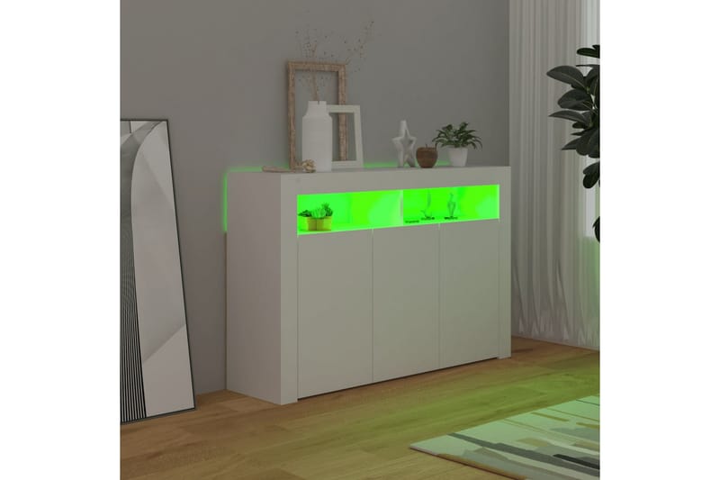 Skjenk med LED-lys hvit 115,5x30x75 cm - Hvit - Sideboard & skjenker