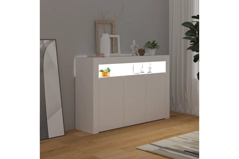 Skjenk med LED-lys hvit 115,5x30x75 cm - Hvit - Sideboard & skjenker