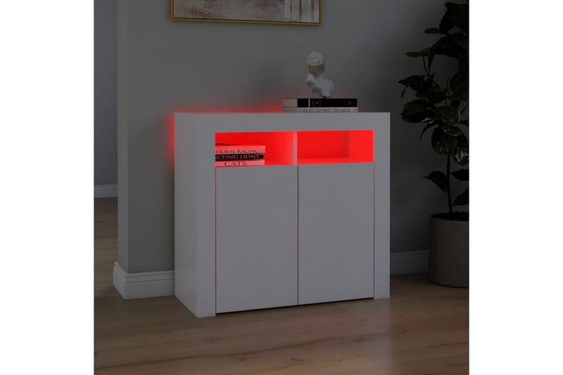Skjenk med LED-lys hvit 80x35x75 cm - Hvit - Oppbevaring - Oppbevaringsmøbler - Sideboard & skjenker