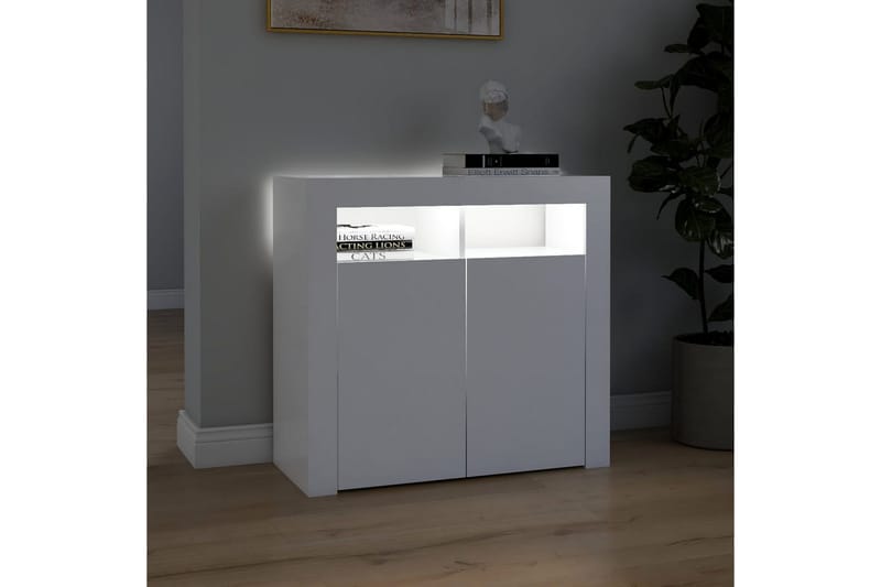 Skjenk med LED-lys hvit 80x35x75 cm - Hvit - Oppbevaring - Oppbevaringsmøbler - Sideboard & skjenker