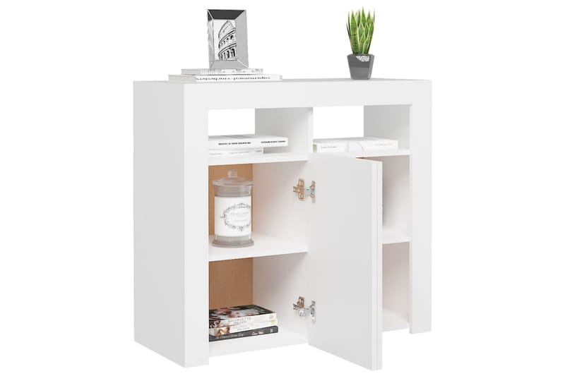 Skjenk med LED-lys hvit 80x35x75 cm - Hvit - Oppbevaring - Oppbevaringsmøbler - Sideboard & skjenker