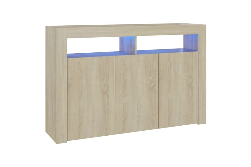 Skjenk med LED-lys sonoma eik 115,5x30x75 cm - Brun - Oppbevaring - Oppbevaringsmøbler - Sideboard & skjenker
