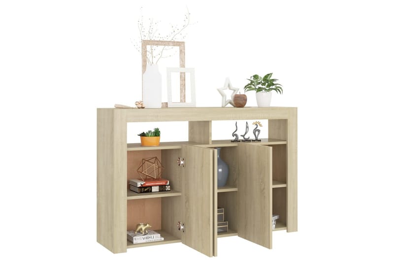 Skjenk med LED-lys sonoma eik 115,5x30x75 cm - Brun - Oppbevaring - Oppbevaringsmøbler - Sideboard & skjenker
