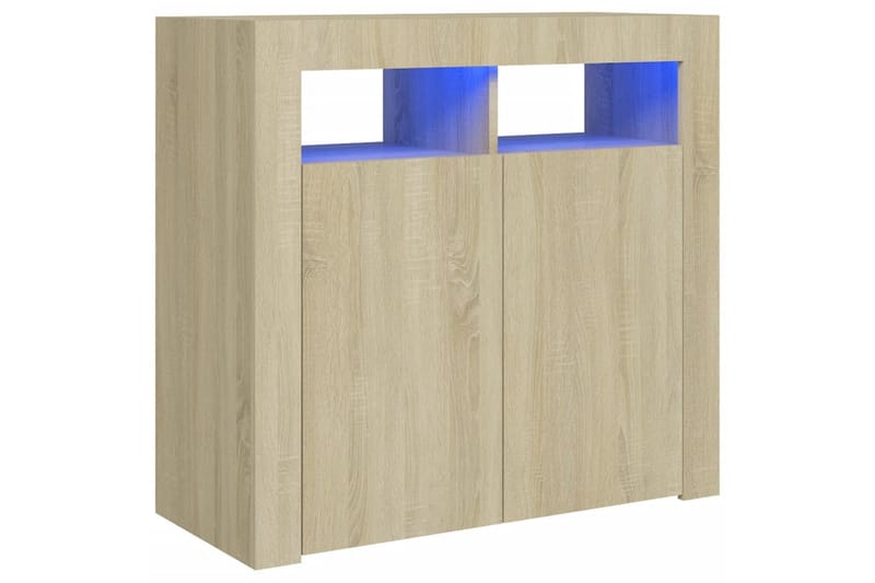 Skjenk med LED-lys sonoma eik 80x35x75 cm - Brun - Oppbevaring - Oppbevaringsmøbler - Sideboard & skjenker