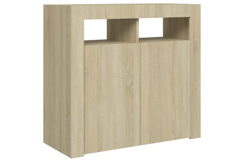 Skjenk med LED-lys sonoma eik 80x35x75 cm - Brun - Oppbevaring - Oppbevaringsmøbler - Sideboard & skjenker