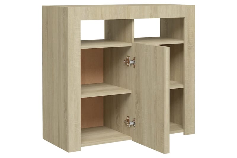 Skjenk med LED-lys sonoma eik 80x35x75 cm - Brun - Oppbevaring - Oppbevaringsmøbler - Sideboard & skjenker