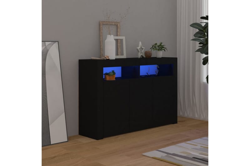 Skjenk med LED-lys svart 115,5x30x75 cm - Svart - Oppbevaring - Oppbevaringsmøbler - Sideboard & skjenker