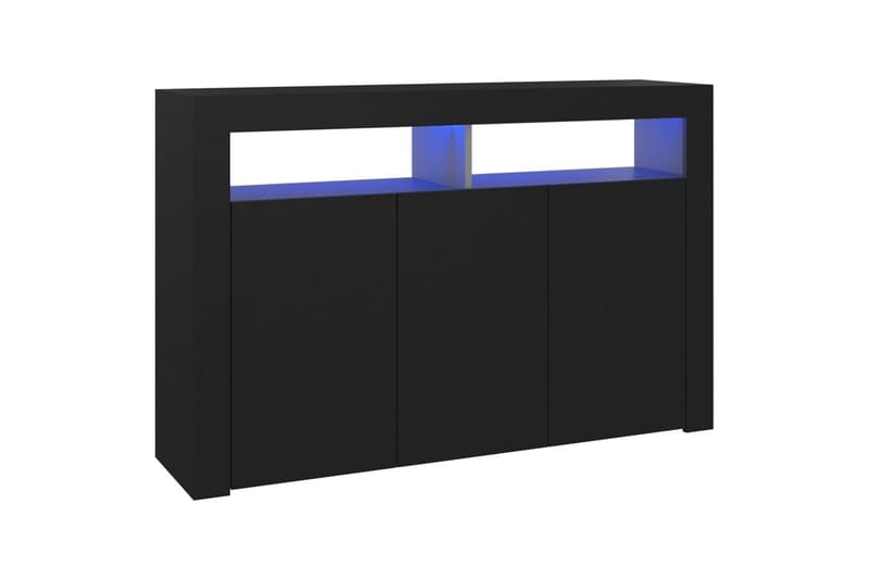 Skjenk med LED-lys svart 115,5x30x75 cm - Svart - Sideboard & skjenker