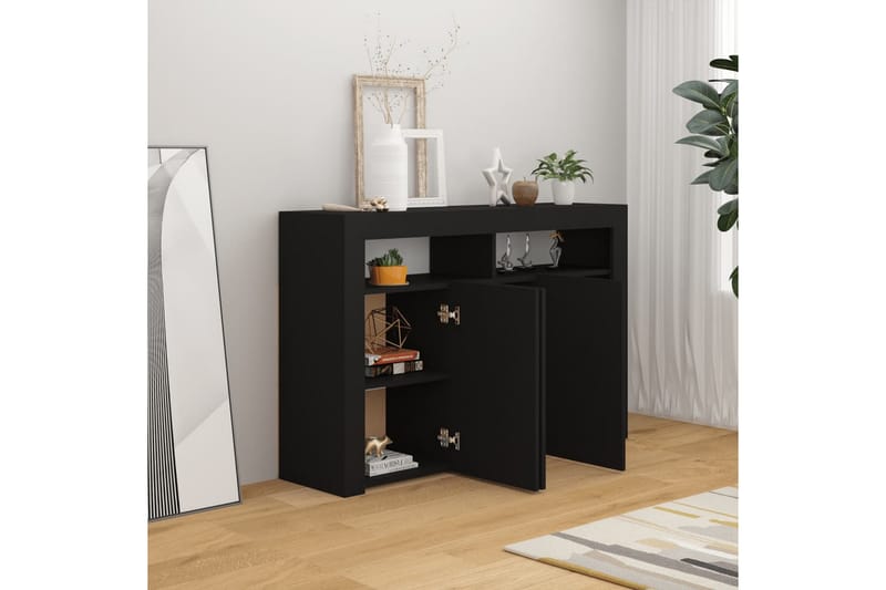Skjenk med LED-lys svart 115,5x30x75 cm - Svart - Oppbevaring - Oppbevaringsmøbler - Sideboard & skjenker