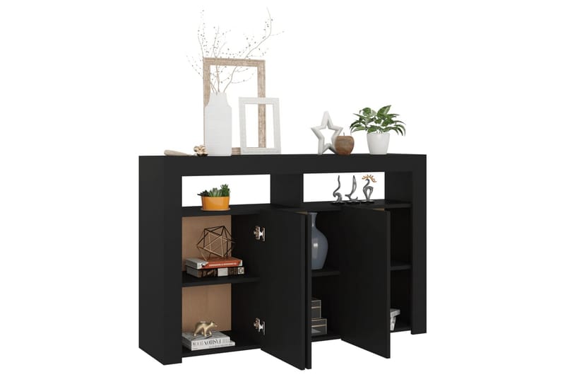 Skjenk med LED-lys svart 115,5x30x75 cm - Svart - Oppbevaring - Oppbevaringsmøbler - Sideboard & skjenker