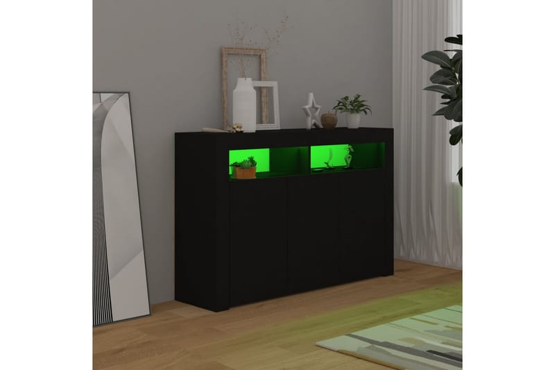 Skjenk med LED-lys svart 115,5x30x75 cm - Svart - Oppbevaring - Oppbevaringsmøbler - Sideboard & skjenker