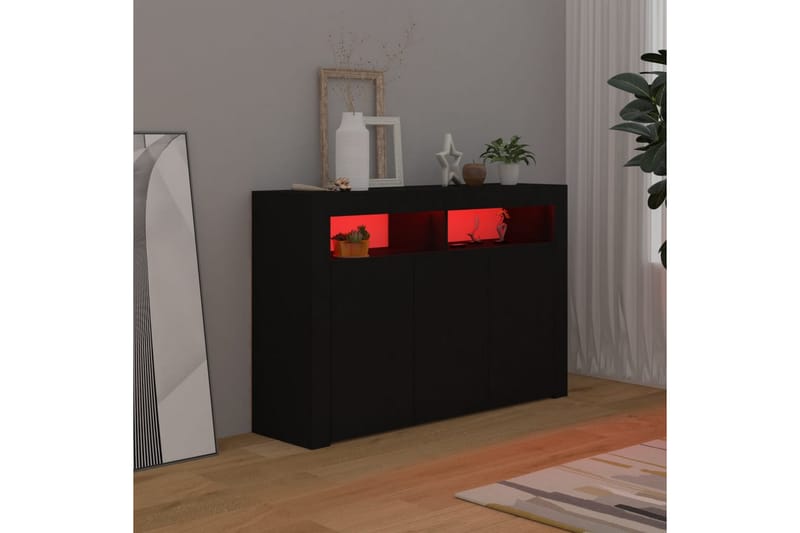 Skjenk med LED-lys svart 115,5x30x75 cm - Svart - Oppbevaring - Oppbevaringsmøbler - Sideboard & skjenker