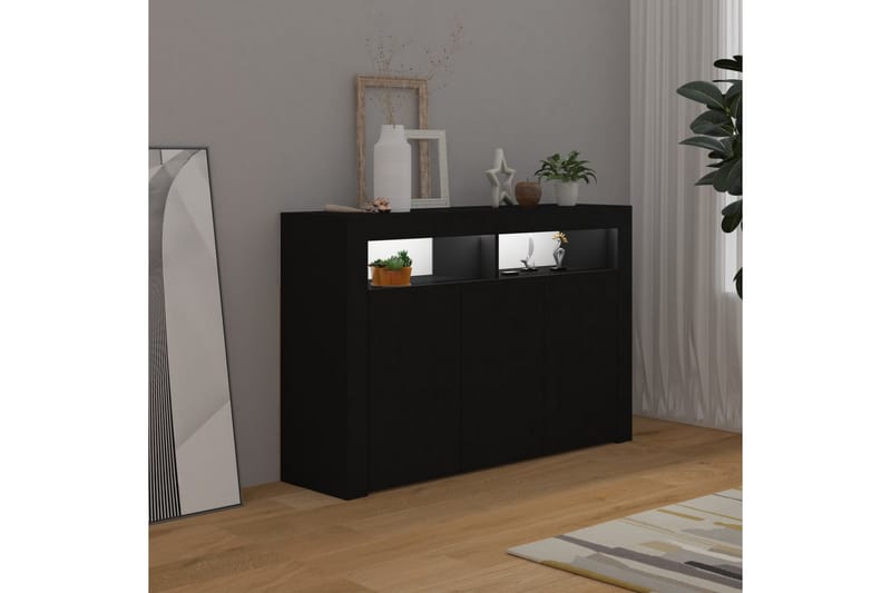 Skjenk med LED-lys svart 115,5x30x75 cm - Svart - Oppbevaring - Oppbevaringsmøbler - Sideboard & skjenker